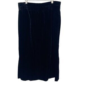 J Crew Black Velvet Pull On Skirt Womens Large Straight Pencil Classic Evening